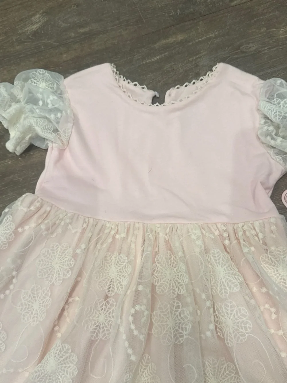 Girls' Pink Lace Overlay Party Dress